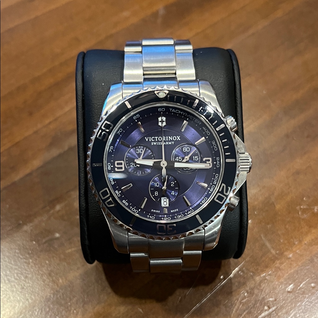 Victorinox Stainless Steel Watch With Midnight Blue Dial